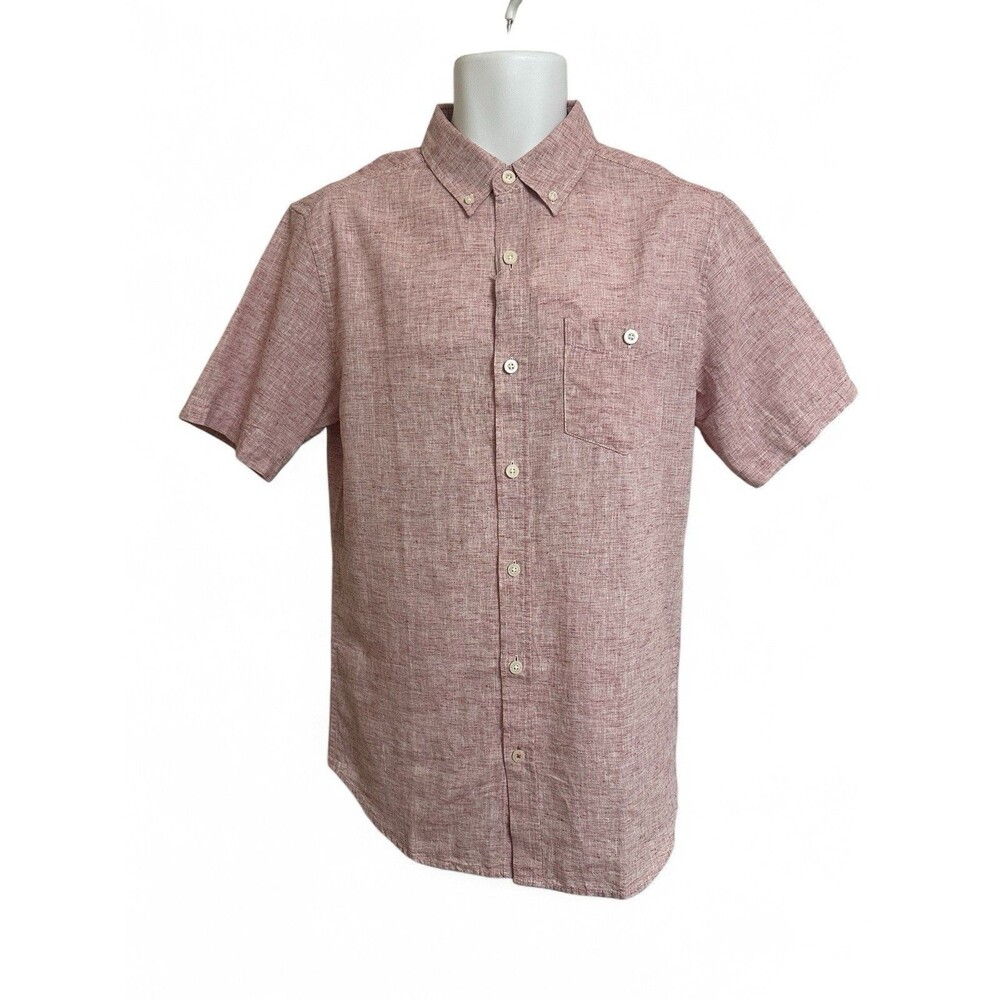 NWT Weatherproof Vintage Men’s S White Short Sleeve Linen Cotton Woven Shirt NEW